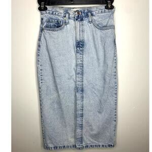 MNG by Mango Women's XS Pencil Jean Skirt Mid Length Light Wash 80's Y2K